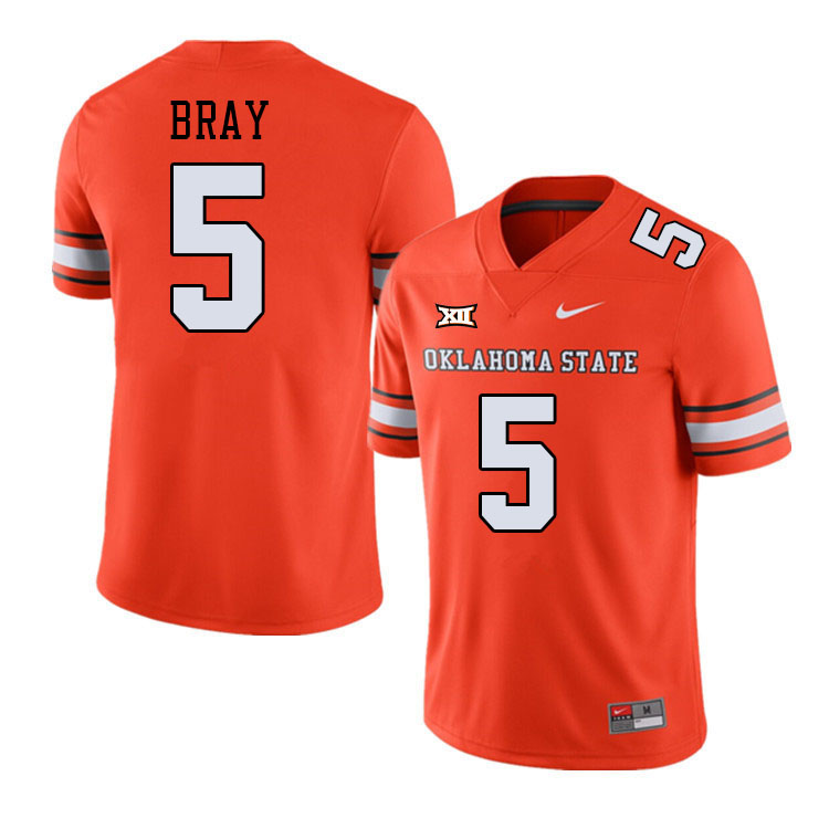 Men #5 Jaden Bray Oklahoma State Cowboys College Football Jerseys Stitched-Alternate Orange - Click Image to Close